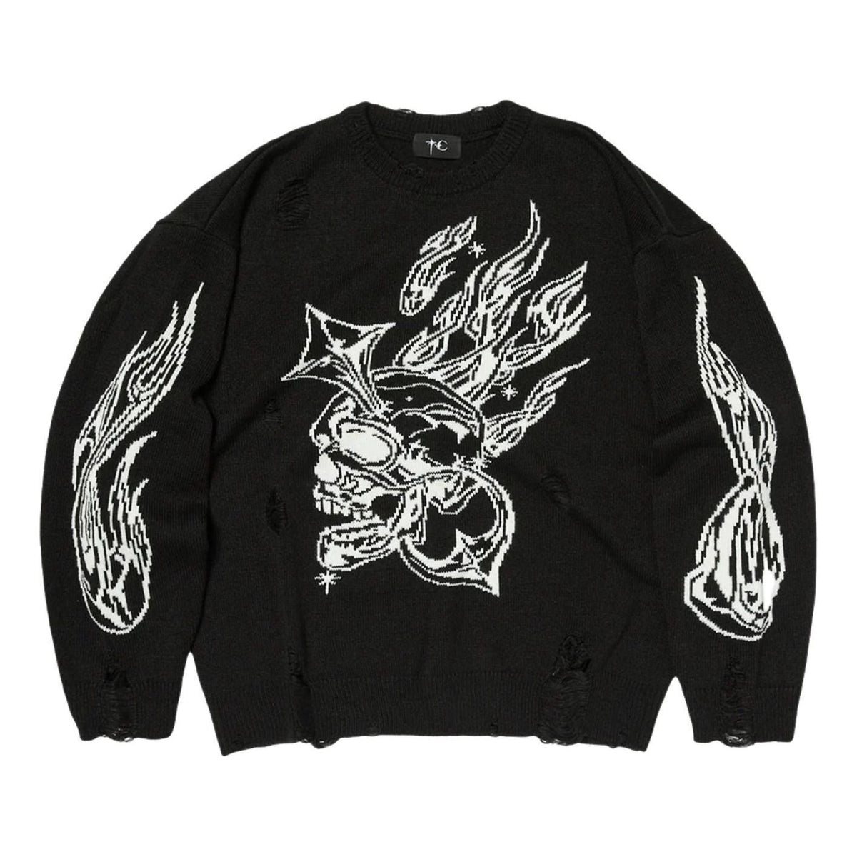 Thug Club Chrome Skull Knit Sweater 'Black' TC26KN0602