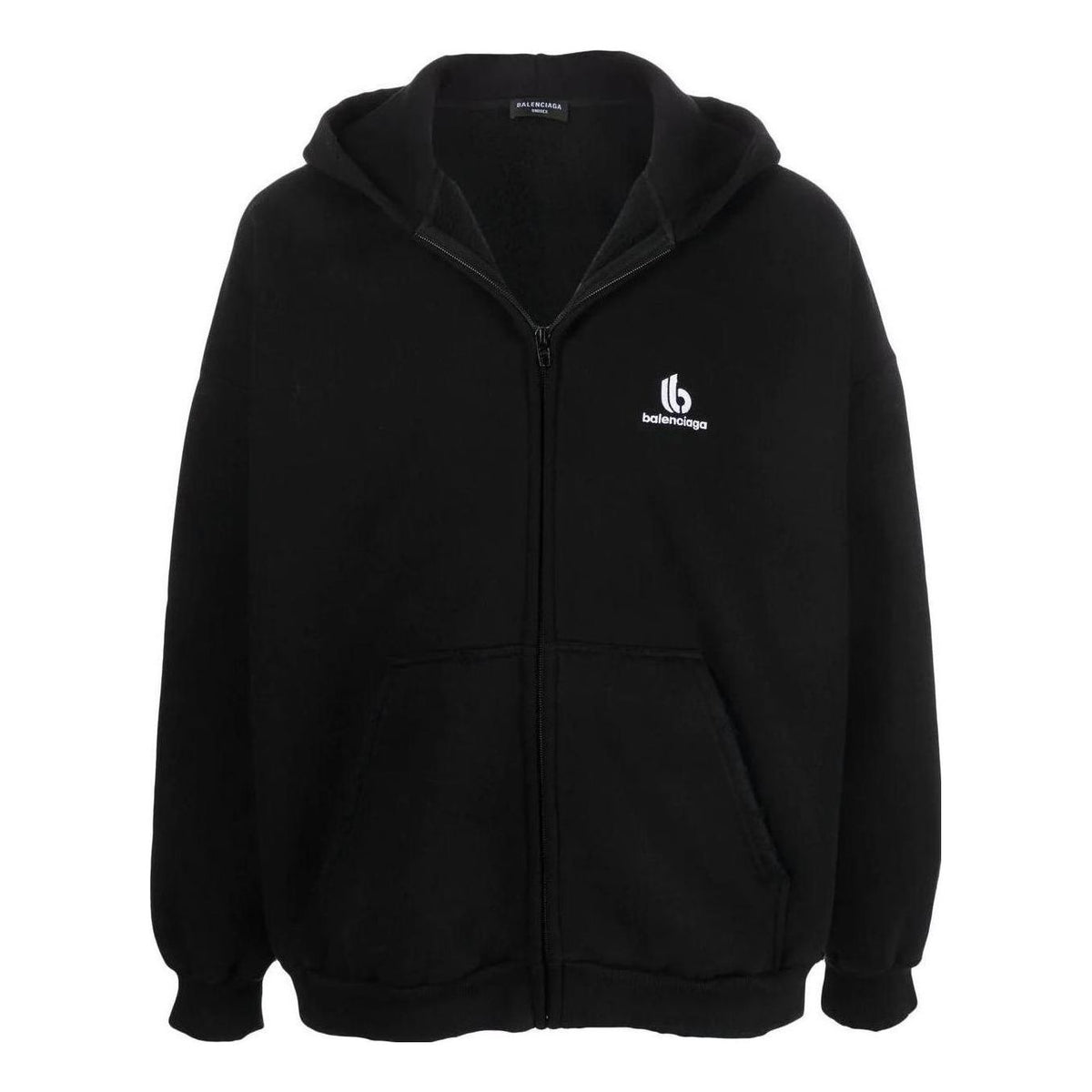 Balenciaga Embroidered Logo Zip-Up Hoodie 'Black' 674719TLVH81070