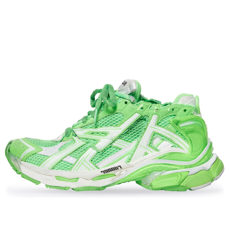Balenciaga Runner Sneakers 'White Fluo Green Mesh and Nylon' 677403W3RBM3590