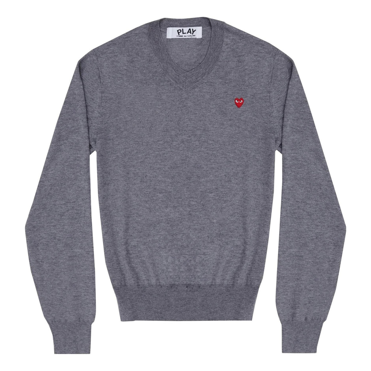 COMME des GARCONS PLAY L/S Basic T-Shirt Small Red Emblem 'Grey' AZ-N052-051-4