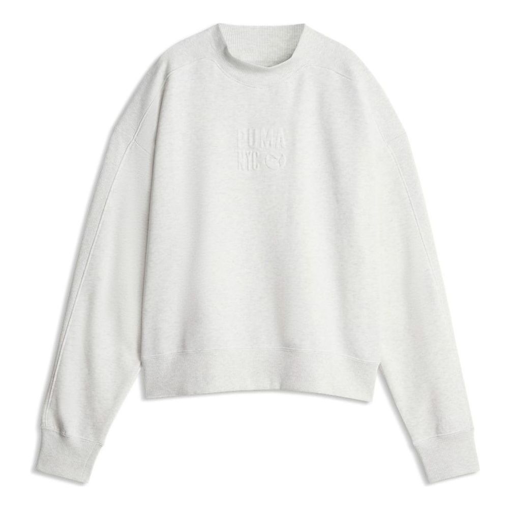 (WMNS) PUMA NYC Crew Sweatshirt 'White Glow Heather' 638628-05 - PUMA Professional Edition