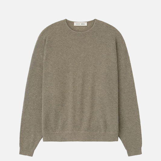 WAFFLE CREWNECK 90`S SWEATER - HOMESTEAD HEATHER