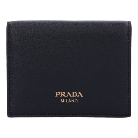 (WMNS) PRADA FW24 Gold Metal Logo Wallet 'Black' 1MV204-2CYS-F0002