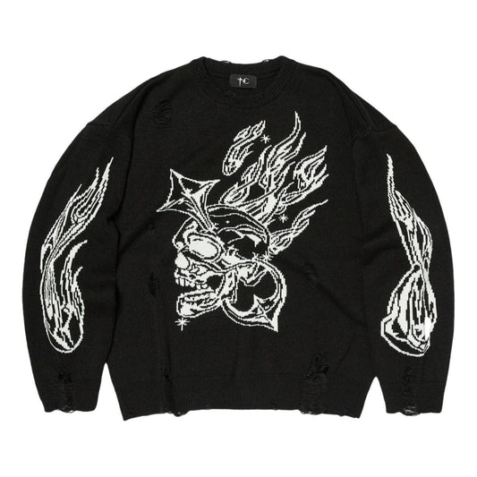 Thug Club Chrome Skull Knit Sweater 'Black' TC26KN0602