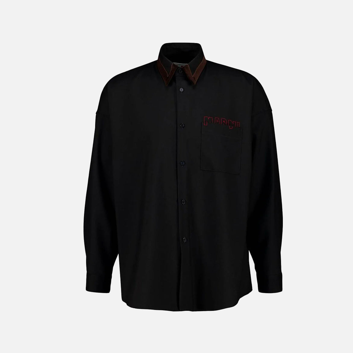 TROPICAL WOOL SHIRT - BLACK