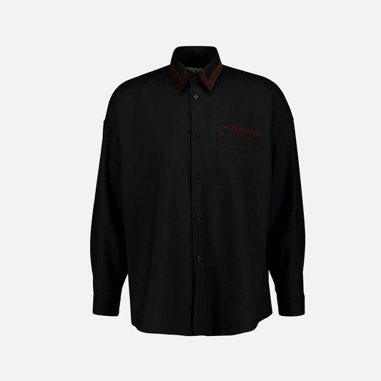 TROPICAL WOOL SHIRT - BLACK