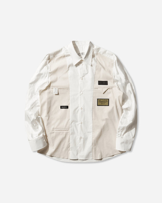 Men's Label Patch Poplin Shirt White