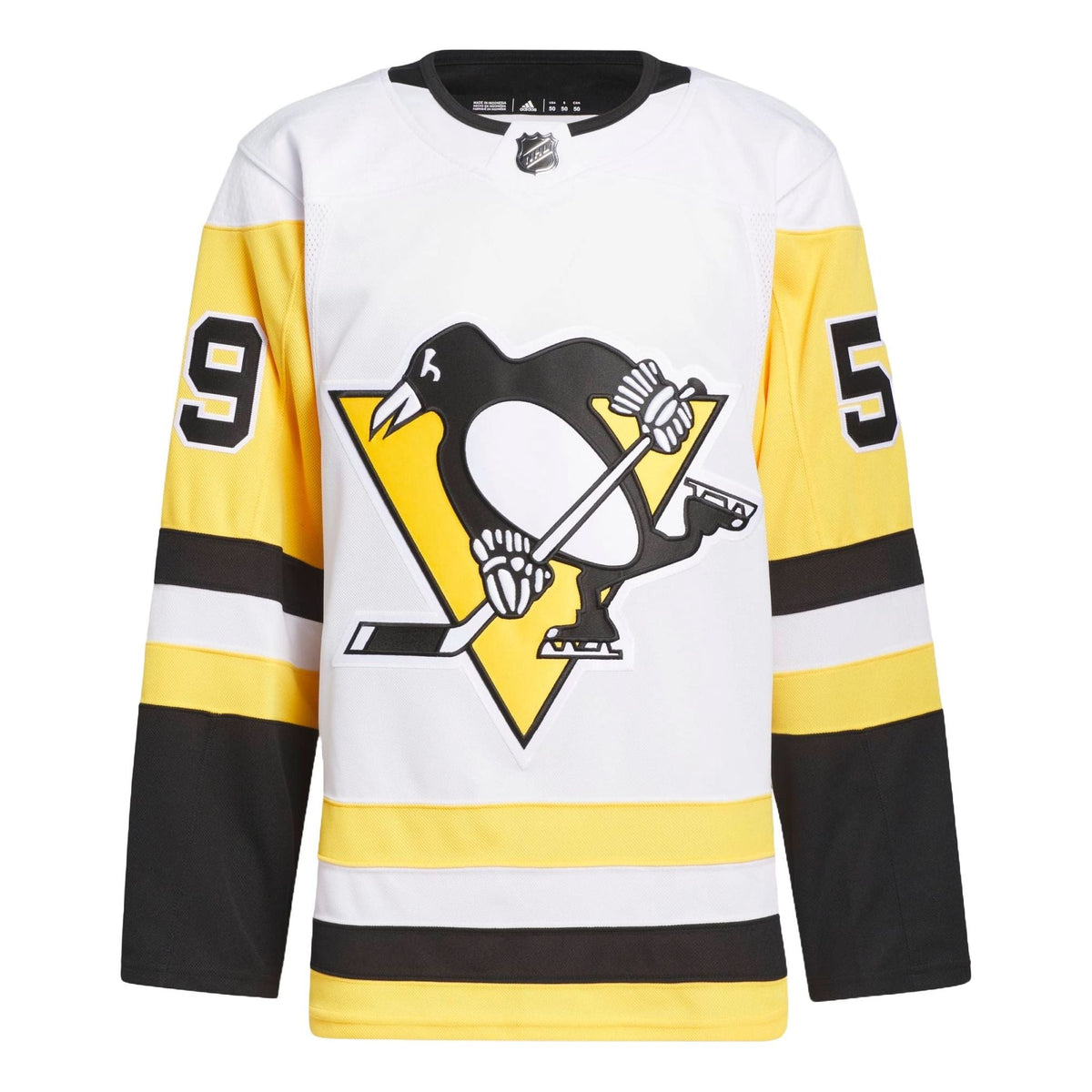 adidas Penguins Guentzel Away Authentic Hockey Asia Sizing 'White Yellow' HB6654