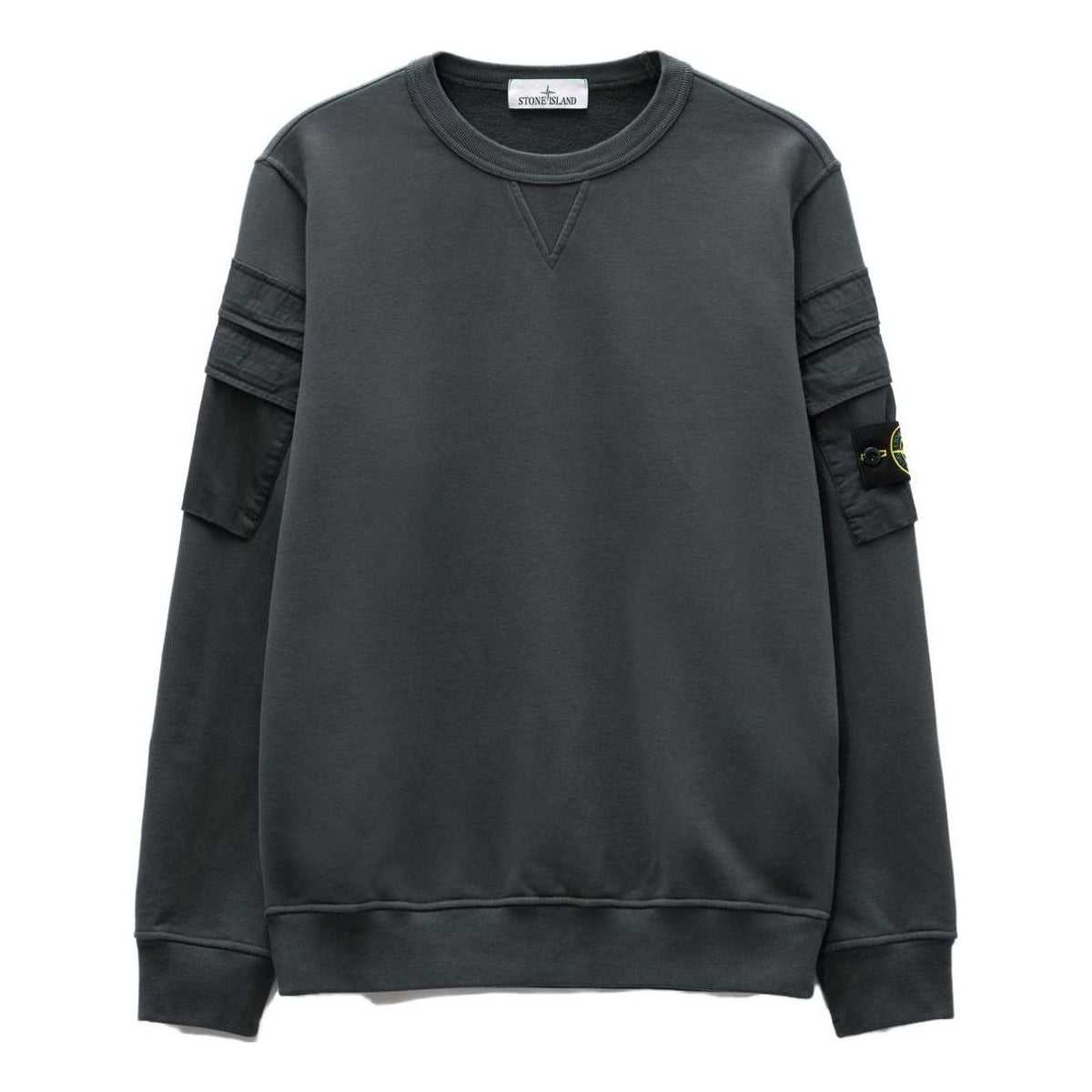 STONE ISLAND Sleeve Pockets Crewneck 'Lead Grey' 791560577-V0062