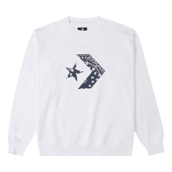 Men's Converse Cashew Logo Knit Sports Round Neck Pullover White 10023164-A01