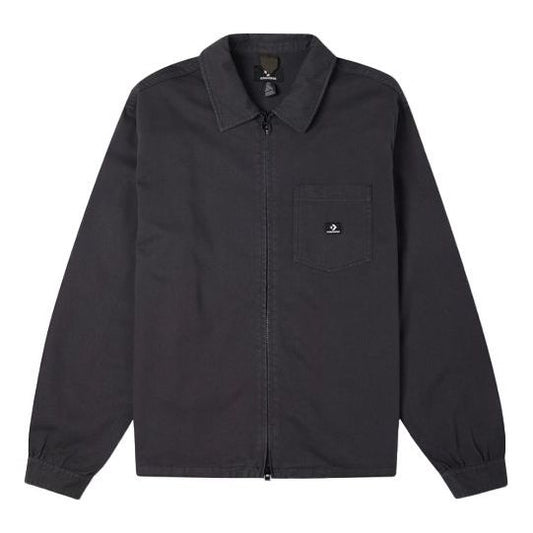 Converse Chest Pocket Washed Jacket Couple Style Black 10022303-A03