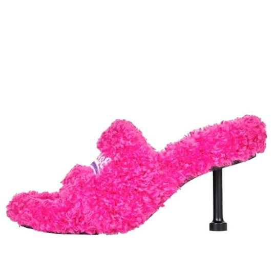 (WMNS) Balenciaga Furry 80mm Sandal Heels 'Pink' 656632W2DO15096
