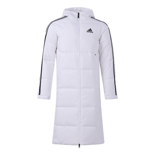 adidas 3ST Long Coat Outdoor Sports Hooded Stay Warm Down Jacket White H20762