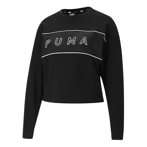 (WMNS) PUMA Style Logo Round-neck Swea Black 587163-01