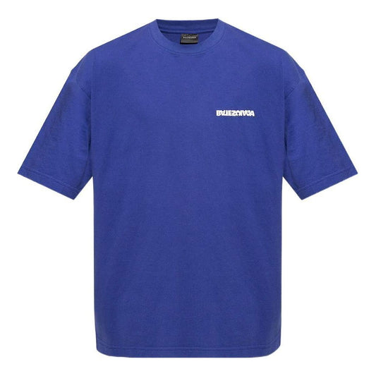 Balenciaga Logo T-Shirt Medium Fit 'Indigo' 612966TLVB34388