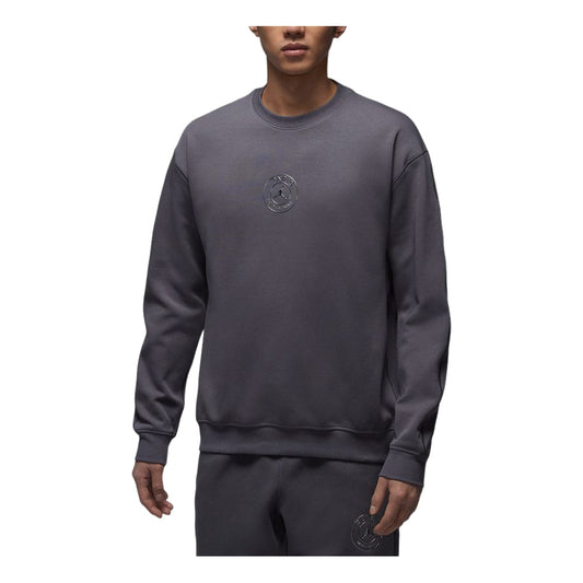 Air Jordan x PSG Hoop Fleece Crewneck Sweatshirt Asia Sizing 'Dark Grey Off Black' IF3802-014 - Jordan Professional Edition