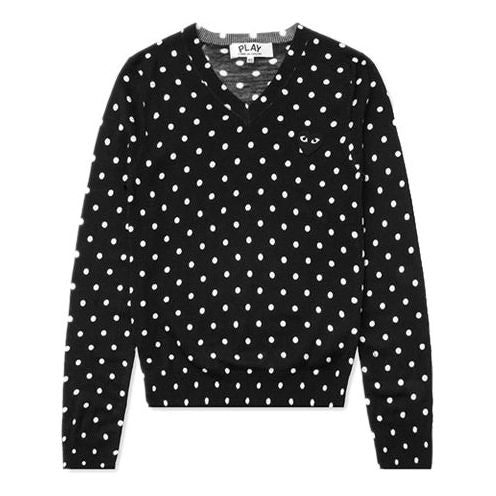 (WMNS) COMME des GARCONS PLAY Polka Dot V-Neck L/S T-Shirt Black Emblem 'Black' AZ-N035-051-1