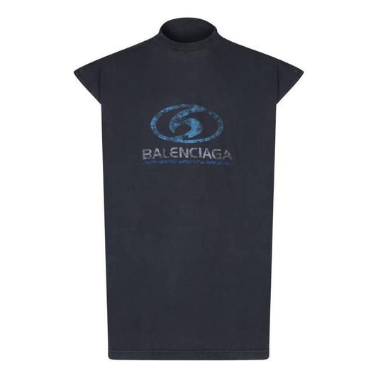 Balenciaga Surfer Sleeveless T-shirt 'Black Blue' 767844TPVM31412
