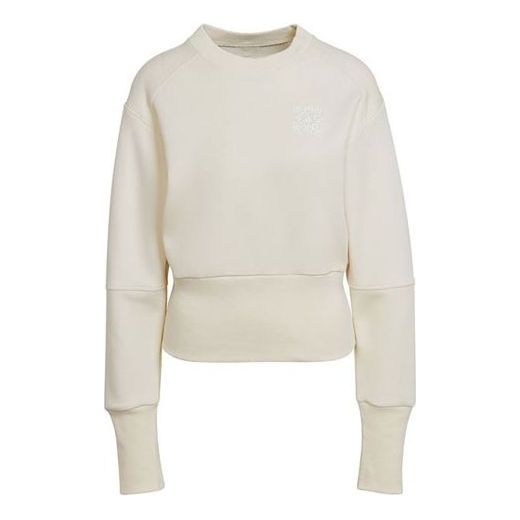 (WMNS) adidas x Karlie Kloss Crossover Solid Color Splicing Sports Pullover Hoodless Hoodie Creamy White HB1434