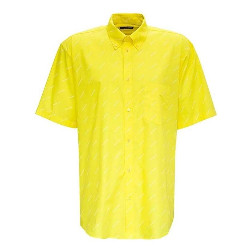 Balenciaga All Over Logo Shirt 'Yellow White' 534332TBL967201