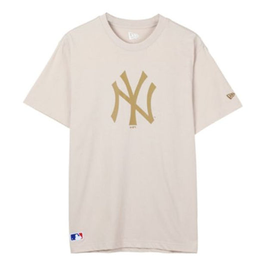 New Era MLB Large LOGO Round Neck Short Sleeve Unisex Beige 12147604