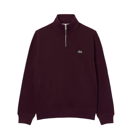 Lacoste Zippered Stand Up Collar Cotton Sweatshirt
